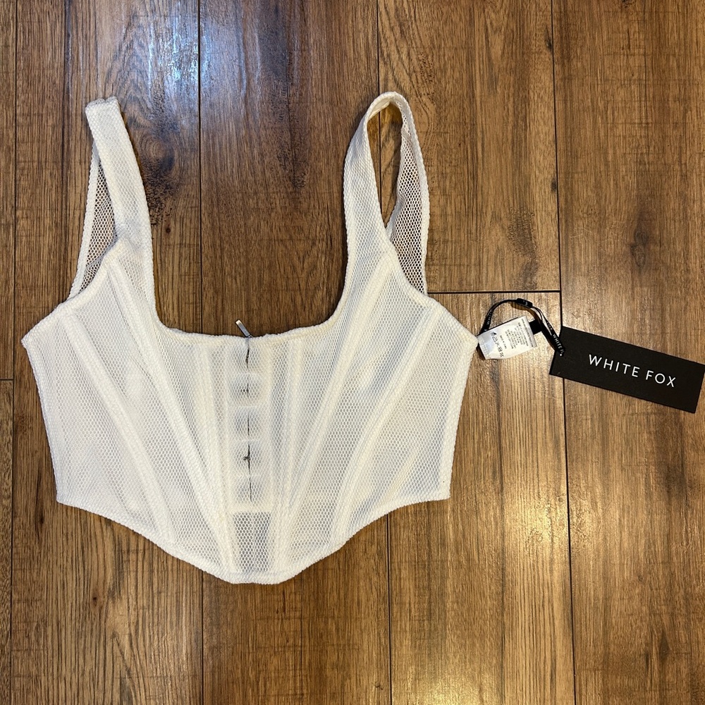 White Mesh Corset Top